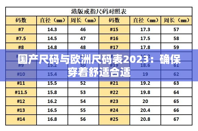 国产尺码与欧洲尺码表2023：确保穿着舒适合适